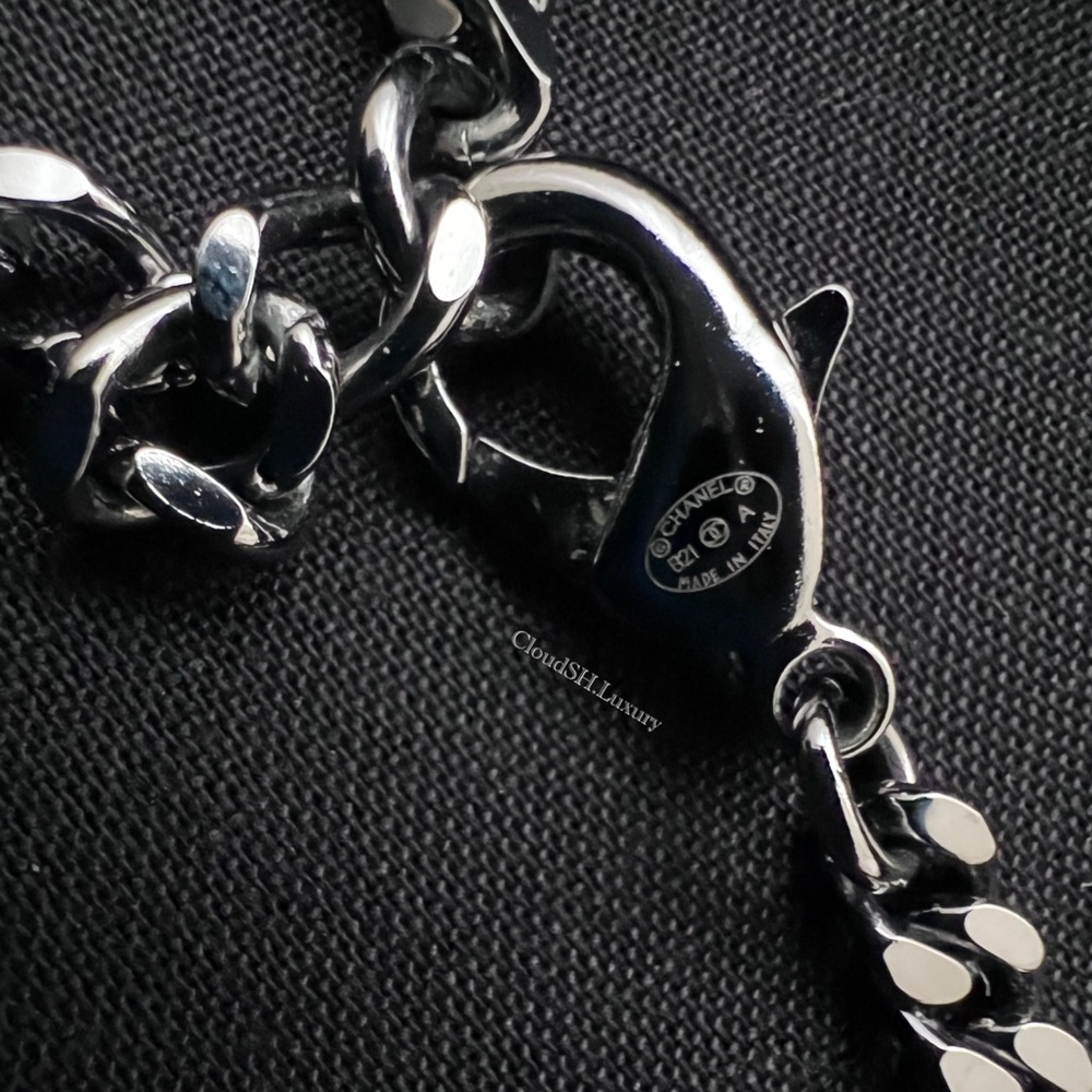 Auth Chanel 21A Crystal CC Logo Chain Belt w/ Ruthenium Hardware - Picture 7 of 12